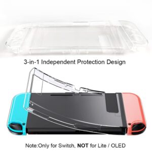 Bealuffe Clear Case for Nintendo Switch Soft TPU Case Protective Cover for JoyCon Transparent Shock-Absorption Case