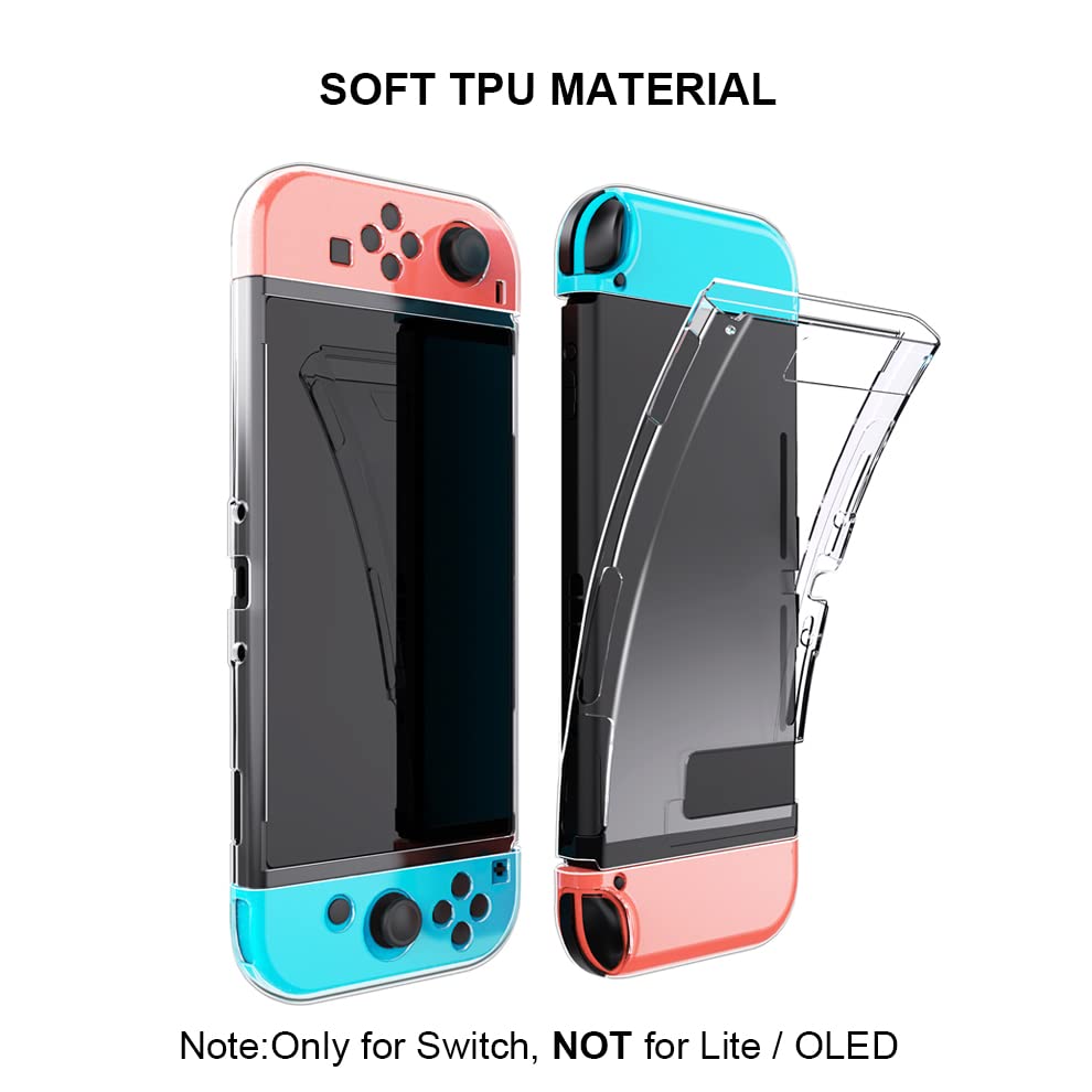 Bealuffe Clear Case for Nintendo Switch Soft TPU Case Protective Cover for JoyCon Transparent Shock-Absorption Case