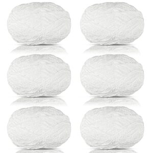 6 rolls 1182 yards velvet chenille yarn polyester blanket yarn fuzzy crochet yarn fluffy soft yarn thick yarn for crocheting for diy bulky weaving crafts, 197 yd, 3.53 oz each roll (white)