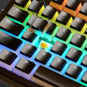 GEAKAP Pudding Keycaps Custom 130 Keys Set - Double Shot PBT PC Material OEM Profile - Compatible with 60% 65% 75% 96% Percent, 61 68 84 87 Keys Mechanical Gaming Keyboard Keycaps(Black)