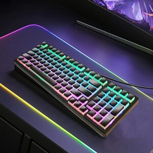 GEAKAP Pudding Keycaps Custom 130 Keys Set - Double Shot PBT PC Material OEM Profile - Compatible with 60% 65% 75% 96% Percent, 61 68 84 87 Keys Mechanical Gaming Keyboard Keycaps(Black)