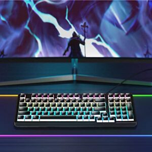 GEAKAP Pudding Keycaps Custom 130 Keys Set - Double Shot PBT PC Material OEM Profile - Compatible with 60% 65% 75% 96% Percent, 61 68 84 87 Keys Mechanical Gaming Keyboard Keycaps(Black)