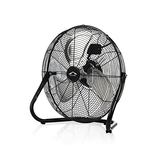 Tech Drive High Velocity Floor Fan,18 inch Heavy Duty Metal Industrial Fans,3 Powerful Speed,360° Adjustable Tilting and All Metal Construction, Black