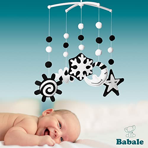 Babale | Montessori-Inspired Baby Mobile for Crib - Stimulating Black & White Design for Newborn Engagement - Perfect Baby Crib Mobile for Boys & Girls - Enhances Visual Development