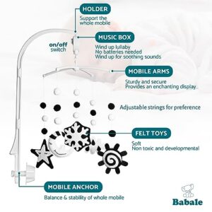 Babale | Montessori-Inspired Baby Mobile for Crib - Stimulating Black & White Design for Newborn Engagement - Perfect Baby Crib Mobile for Boys & Girls - Enhances Visual Development