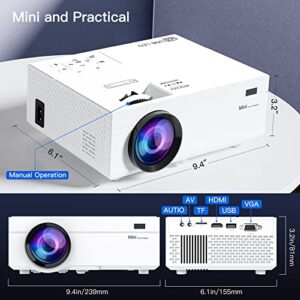 Mini Projector for iPhone, Full HD 1080P Supported Video Projector, 9000L Home Theater Movie Projector Compatible w/ TV Stick HDMI VGA USB AV Android/iOS