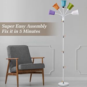 GyroVu Medusa LED Floor Lamp, Multi Head Modern Tall Lamp with Adjustable Gooseneck Standing Lamps for Living Room Bedroom Kids Room Office 6 Color Lampshades Bulb Not Included(White)