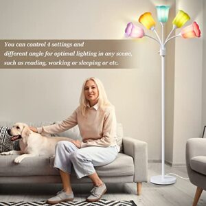 GyroVu Medusa LED Floor Lamp, Multi Head Modern Tall Lamp with Adjustable Gooseneck Standing Lamps for Living Room Bedroom Kids Room Office 6 Color Lampshades Bulb Not Included(White)