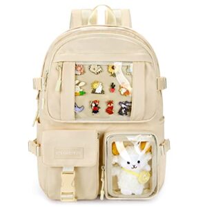 steamedbun kawaii backpack cute aesthetic backpack for girls,ita backpack with inserts for school (without pins)