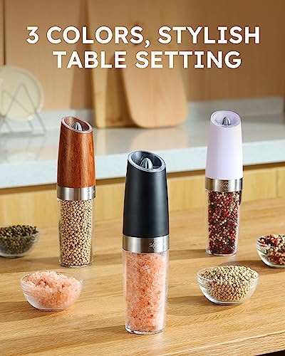 𝐔𝐩𝐠𝐫𝐚𝐝𝐞𝐝 𝟗𝐨𝐳 𝐗𝐋 𝐂𝐚𝐩𝐚𝐜𝐢𝐭𝐲 Sangcon Gravity Electric Salt and Pepper Grinder Set Battery Powered Refillable Automatic Operation Adjustable Coarseness Mill Grinder Shakers Set