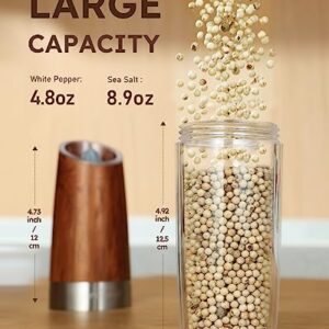 𝐔𝐩𝐠𝐫𝐚𝐝𝐞𝐝 𝟗𝐨𝐳 𝐗𝐋 𝐂𝐚𝐩𝐚𝐜𝐢𝐭𝐲 Sangcon Gravity Electric Salt and Pepper Grinder Set Battery Powered Refillable Automatic Operation Adjustable Coarseness Mill Grinder Shakers Set