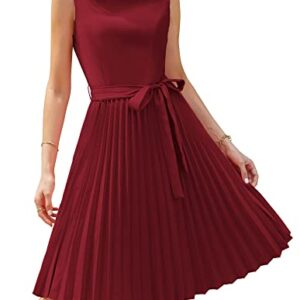 GRACE KARIN Formal Dresses for Wedding Guest Pleated A-line Cocktail Dresses Wine Red XL