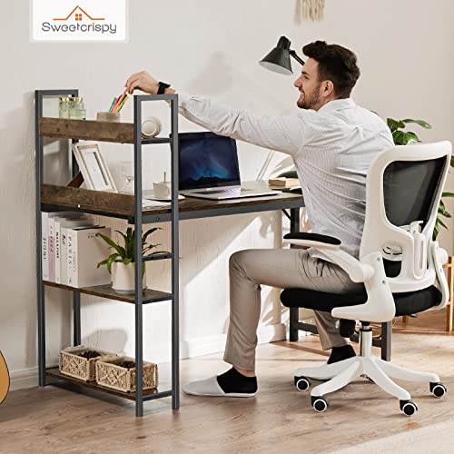 Desk Computer Desk with Shelves, Home Office Desks Table 47 Inch PC Desk Bedroom Desk Work Desk Study Desk Wood Desk with Storage Removable Middle Shelf for Dorm, Student, Gaming