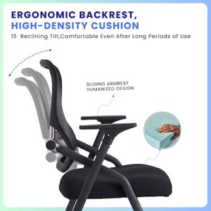 BROBRIYO PRO Stackable & Ergonomic Foldable Conference Room Chairs with Lumbar Support, Armrest - Mesh Bouncing Back for Office Meeting, Conference, Reception and Training Room Chair 1 Pack