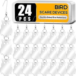xpcare 24pcs bird scare devices - owl shape bird reflective discs - highly reflective double-sided bird reflectors - to keep woodpecker pigeon owls birds away