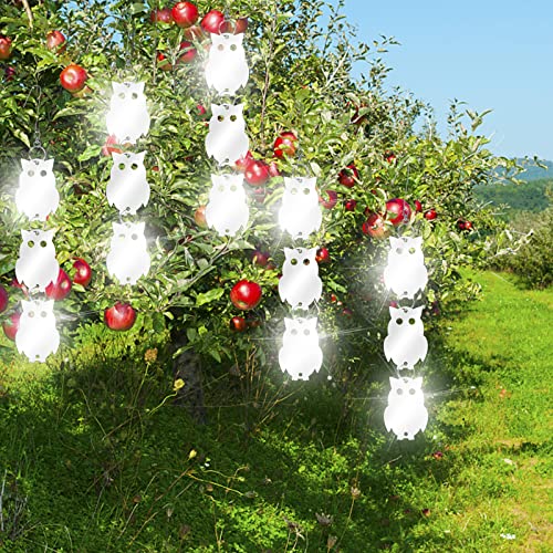XPCARE 24PCS Bird Scare Devices - Owl Shape Bird Reflective Discs - Highly Reflective Double-Sided Bird Reflectors - to Keep Woodpecker Pigeon Owls Birds Away