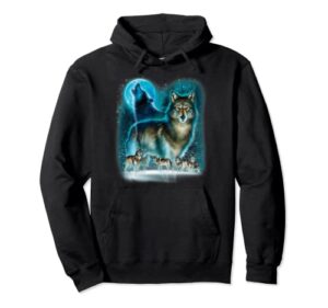 hunter’s wolf owl house pullover hoodie
