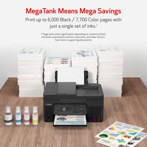 Canon Megatank G4270 All-in-One Wireless Supertank Printer |Print, Copy, Scan and Fax|with Airprint and Mopria Printing|Auto Document Feeder and Backlight 1.35" Square LCD Screen