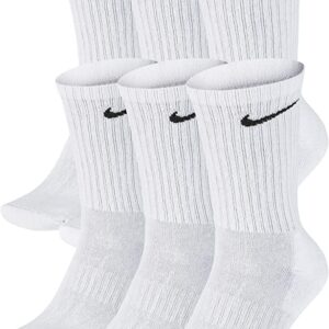 Nike Men's Dri-Fit Everyday Cushioned Crew Socks | Cotton (Everyday, White, Large, 6 Pairs)