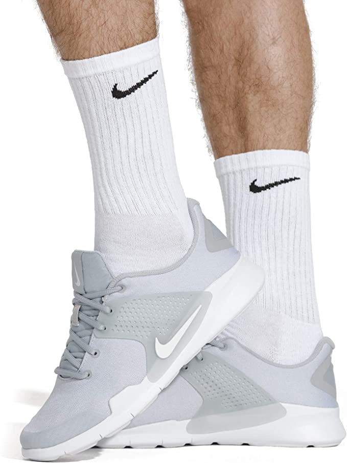 Nike Men's Dri-Fit Everyday Cushioned Crew Socks | Cotton (Everyday, White, Large, 6 Pairs)