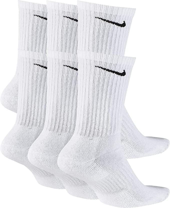 Nike Men's Dri-Fit Everyday Cushioned Crew Socks | Cotton (Everyday, White, Large, 6 Pairs)