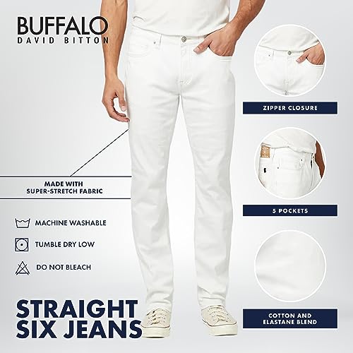 Buffalo David Bitton Men's Straight Six Jeans, Pure White, 40W x 32L