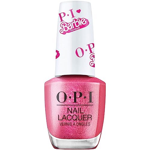 OPI Nail Lacquer, Opaque Pearl Finish Pink Nail Polish, Up to 7 Days of Wear, Chip Resistant & Fast Drying, 3 Barbie Limited Edition Collection, Welcome to Barbie Land, 0.5 fl oz