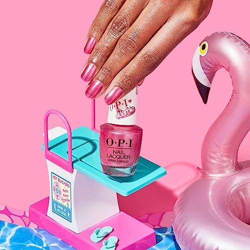 OPI Nail Lacquer, Opaque Pearl Finish Pink Nail Polish, Up to 7 Days of Wear, Chip Resistant & Fast Drying, 3 Barbie Limited Edition Collection, Welcome to Barbie Land, 0.5 fl oz