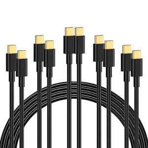 usb c to usb c cable 10ft (5 pack), type c fast charging cord, 20v/3a 60w(max) charger compatible with samsung s23/s22/s21/s20, note 20/10, ipad pro 12.9/11 air/mini, macbook pro/air, ps5 controller