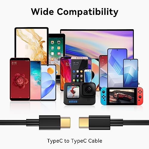 USB C to USB C Cable 10FT (5 Pack), Type C Fast Charging Cord, 20V/3A 60W(MAX) Charger Compatible with Samsung S23/S22/S21/S20, Note 20/10, iPad Pro 12.9/11 Air/Mini, MacBook Pro/Air, PS5 Controller