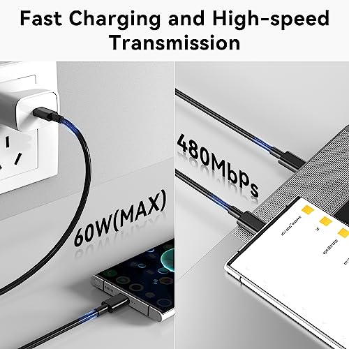 USB C to USB C Cable 10FT (5 Pack), Type C Fast Charging Cord, 20V/3A 60W(MAX) Charger Compatible with Samsung S23/S22/S21/S20, Note 20/10, iPad Pro 12.9/11 Air/Mini, MacBook Pro/Air, PS5 Controller