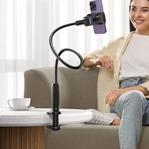 Lamicall Gooseneck Phone Holder for Bed - [Upgraded Stable Clip] for Desk, Headboard, Bed, Bedside, Table, Flexible Gooseneck Long Arm Stand, Overhead Cell Phone Clamp Mount, for All 4-7” Devices