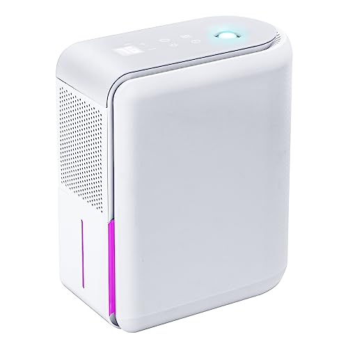 Hoomace 3 In 1 Small Humidifier Dehumidifier Combo With Air Filtration, Humidifiers Dehumidifier For Home Bedroom With Drain Hose Temperature Display,4 Modes,7 Color LED Lights,Timer Set