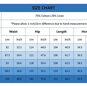 NANAMEEI Men Summer Linen Pants for Men Casual Beach Pants Trousers for Men with Drawstring Pocket White M