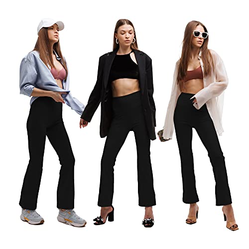 Ipletix Flared Leggings, High Waisted Flare Leggings for Women with Pocket Black Flare Leggings Yoga Pants Bootcut Leggings