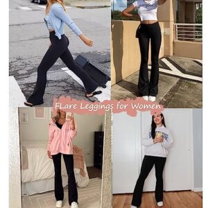 Ipletix Flared Leggings, High Waisted Flare Leggings for Women with Pocket Black Flare Leggings Yoga Pants Bootcut Leggings