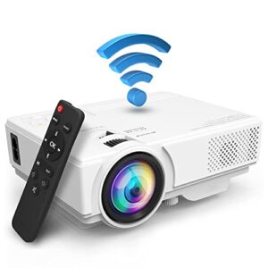 mini projector with wifi, 2023 upgrade 8500l portable projector, support 1080p outdoor movie projector compatible with android/ios/windows/tv stick/hdmi/usb