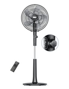 mirdred fans for home bedroom, 18'' standing floor fans for home,12 speeds oscillating fan with remote, pedestal fan with adjustable height,3 wind modes,18h timer, 85° oscillation