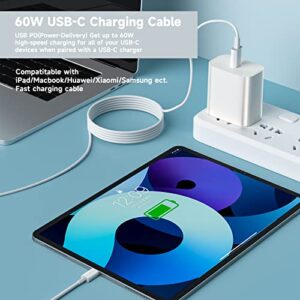 BGQQ USB C to USB C Charging Cable, 3Pack 6FT 60W [Apple MFi Certified] Type C Fast Charger Cable Compatible for New ipad Pro 12.9/11, Air 4/5, Mini 6, MacBook Air-White