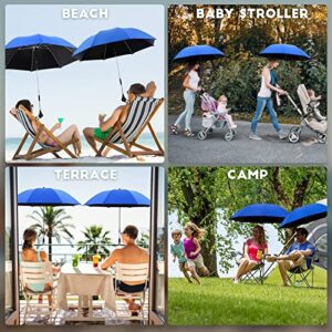 NBtoUS 2 PACK Beach Umbrella with Universal Clamp, UPF 50+ 360 ° Adjustable Beach Shade Umbrella，Portable Outdoor Umbrella for Beach Chair, Camping Chair, Wheelchair, Stroller, Patio Chairs, Golf Carts (Blue, Not Include Chair)