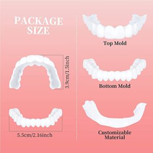 Fake Teeth, 4 PCS Dentures Teeth for Women and Men, Dental Veneers for Temporary Tooth Repair Upper and Lower Jaw, Nature and Comfortable, Protect Your Teeth and Regain Confident Smile