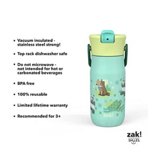 Zak Designs Harmony Minecraft Kid Water Bottle for Travel or At Home, 14oz Recycled Stainless Steel is Leak-Proof When Closed and Vacuum Insulated (Turtle, Fox, Panda, Allay)