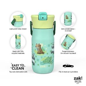 Zak Designs Harmony Minecraft Kid Water Bottle for Travel or At Home, 14oz Recycled Stainless Steel is Leak-Proof When Closed and Vacuum Insulated (Turtle, Fox, Panda, Allay)