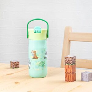 Zak Designs Harmony Minecraft Kid Water Bottle for Travel or At Home, 14oz Recycled Stainless Steel is Leak-Proof When Closed and Vacuum Insulated (Turtle, Fox, Panda, Allay)