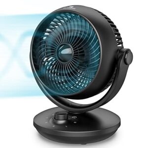 dr. prepare air circulator fan for bedroom, 8” quiet desk fan, 70° auto-oscillating vortex fan, efficient cooling & circulation fan, 3 speeds, 100° adjustable tilt, portable for home, office, rv