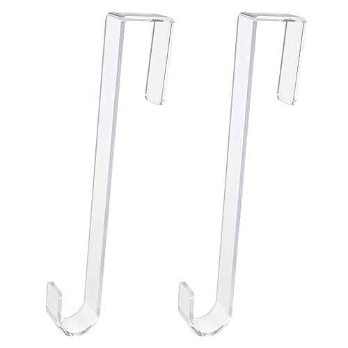 GameXcel 12" Clear Wreath Hanger for Front Door, 2 Pack Non-Scratching Over Door Hooks, Wreath Door Hanger for Fall Welcome Sign Decor for Home Inside Outside Halloween Christmas Decorations