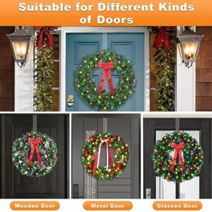 GameXcel 12" Clear Wreath Hanger for Front Door, 2 Pack Non-Scratching Over Door Hooks, Wreath Door Hanger for Fall Welcome Sign Decor for Home Inside Outside Halloween Christmas Decorations
