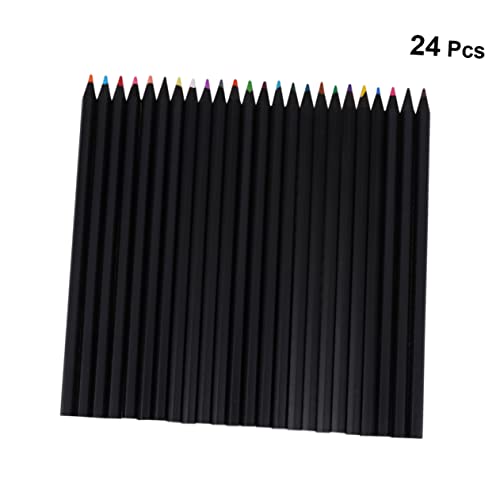 Tofficu Black Pencils 1 Set 24 Black Outfit Black Colored Pencils Artist Colored Pencils Coloring Pencils with Case 24 Color Pencils Paper Tube Bamboo Black Natural s Black Suits