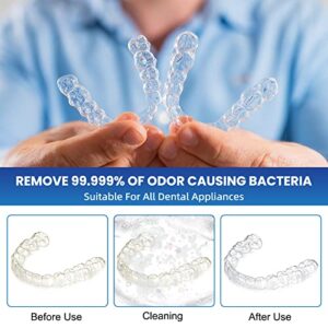 JSENA Denture Cleaning Tablets+UV Retainer Case Double Sterilization，Efficient Retainer Cleaning Tablets-60 Tabs，Collocation UVC Disinfectant Aligner Case, Clean Mouth Guard, Night Guard in 15 Minutes
