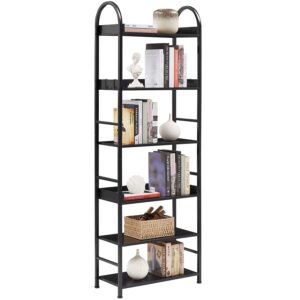 maiboom industrial bookshelf, 6-tier tall open bookcase vintage book shelf, wood metal heavy duty bookshelves and bookcases, 70.8 inch floor standing shelving unit for home office decor display, black